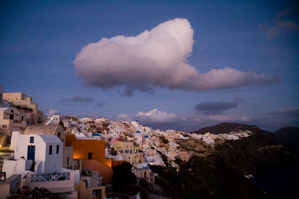 Oia and clouds