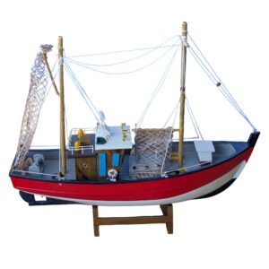 Model fishing boat with nets and rigging