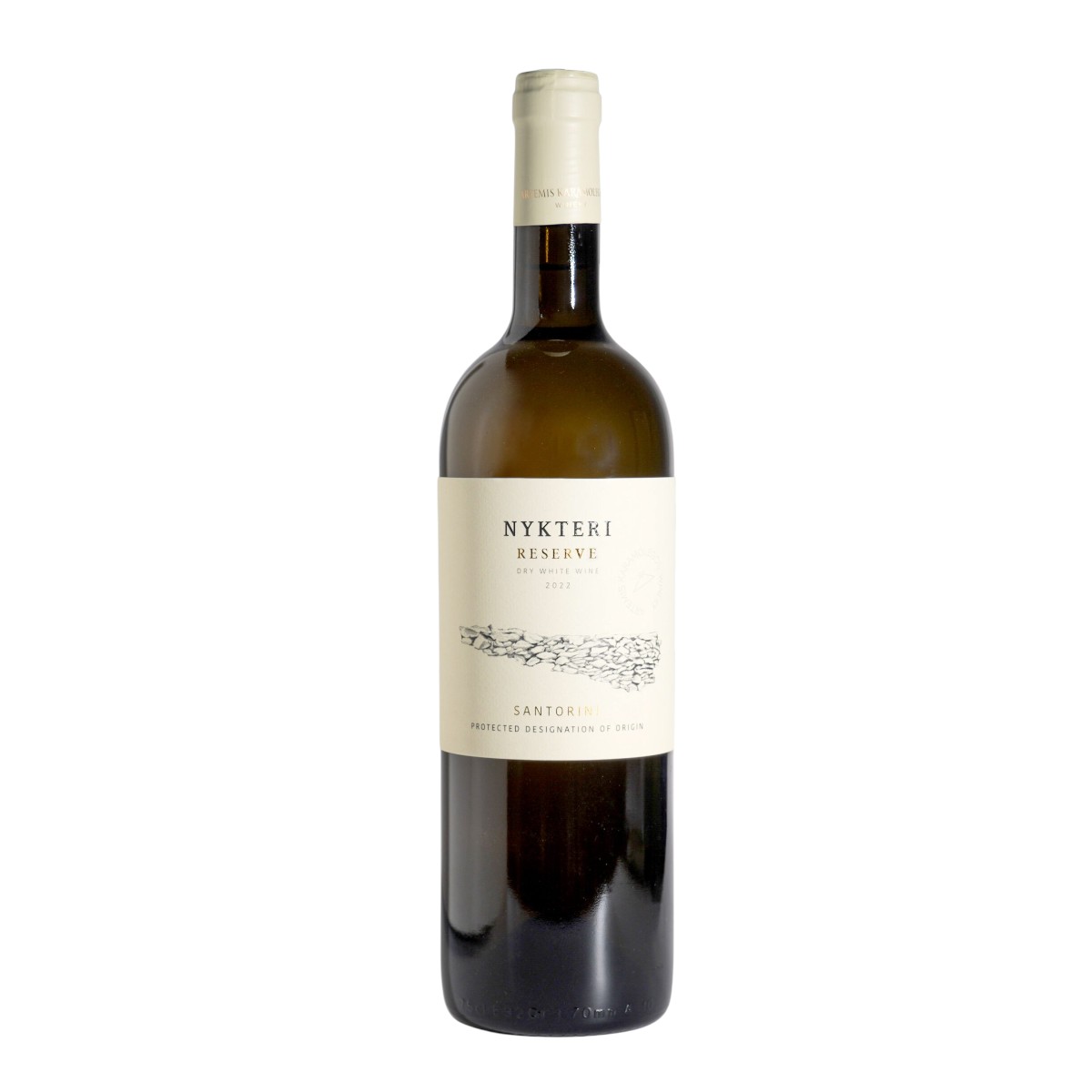 Nykeri Reserve Santorini dry white wine bottle