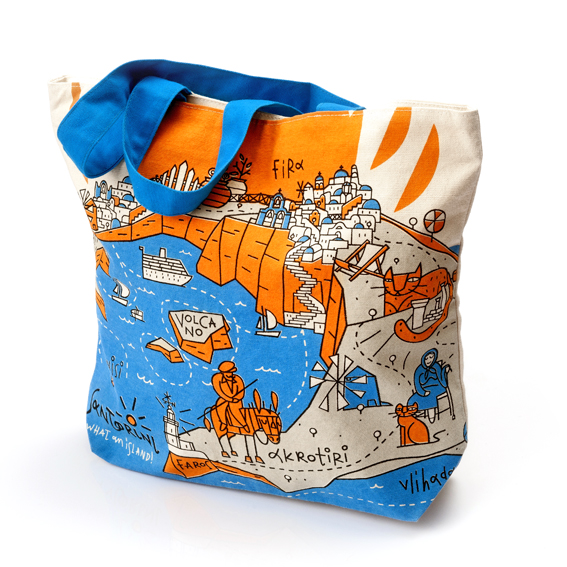 tote bag with zipper - Santorini