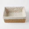 Rectangular woven basket with fabric liner