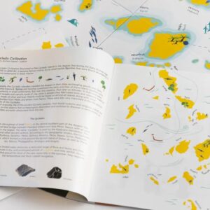 Open book showing map of Cycladic islands