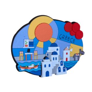 Colorful Greece souvenir magnet with island scene