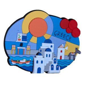 Colorful Greece souvenir magnet with Santorini scene