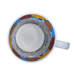 Top view of colorful patterned ceramic mug
