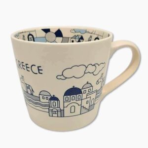 Ceramic mug with Greece illustration design