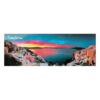 Santorini cliffside village at vibrant sunset