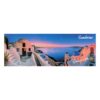 Santorini sunset with white buildings and blue domes