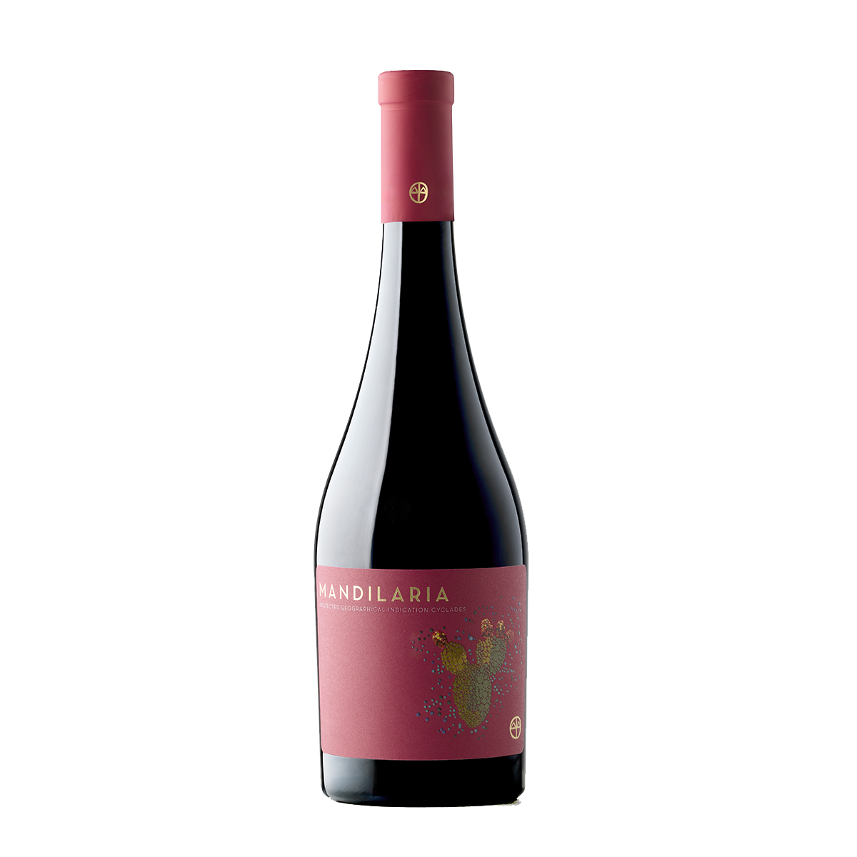 Mandilaria red wine bottle with pink label