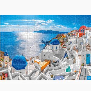 Santorini cliffside village jigsaw puzzle by the sea