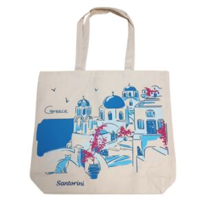 Canvas tote bag - portrait of Santorini C