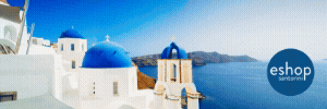 White buildings and blue domes in Santorini