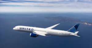 United Airlines airplane flying
