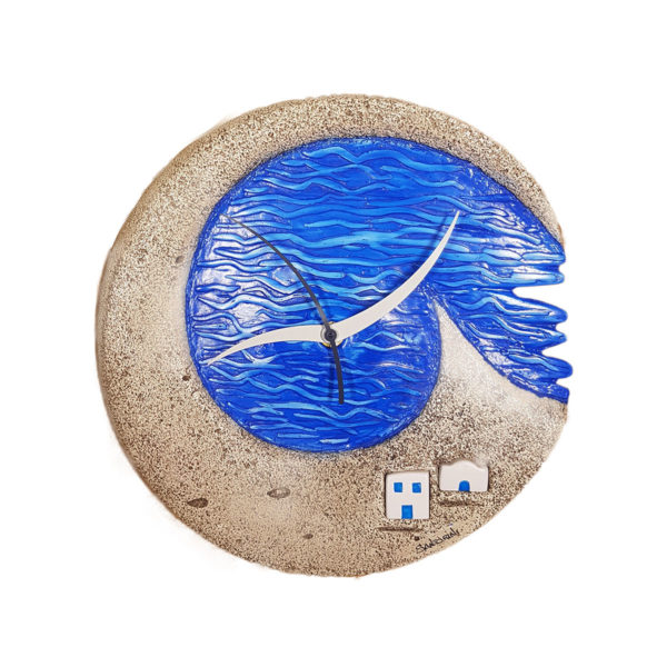 Santorini volcanic grey wall clock