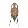 Ancient clay amphora with two handles on stand