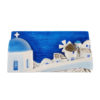 White and blue Greek island village relief