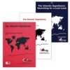 Three Atlantis Hypothesis conference book covers with world maps