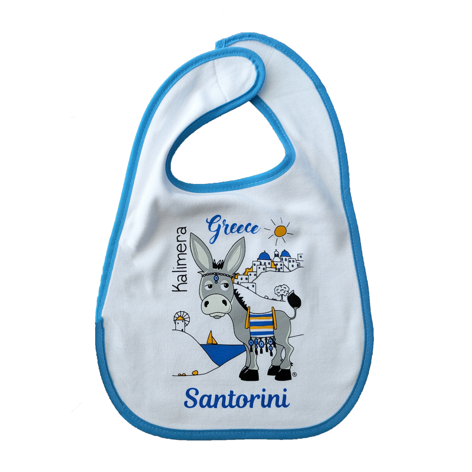Baby Boy Bib - Santorini Donkey
