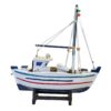 Handcrafted white and blue fishing boat model