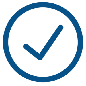 Blue checkmark inside a circular outline