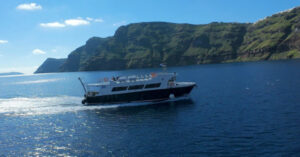 Passenger boat cruising near Thirasia Island