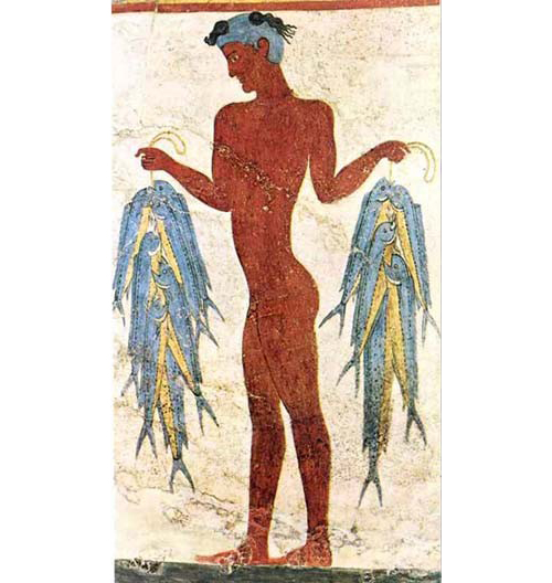 The famous "Fisherman" fresco is now exhibited in the Museum of Prehistoric  Thera - santorini.net