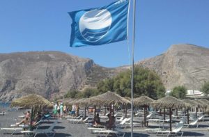 Kamari beach awarded with a Blue Flag