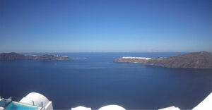 The view from Heliotopos Hotel,, IMerovigli, Santorini, Greece