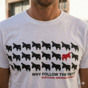 White T-shirt with black and one red donkey