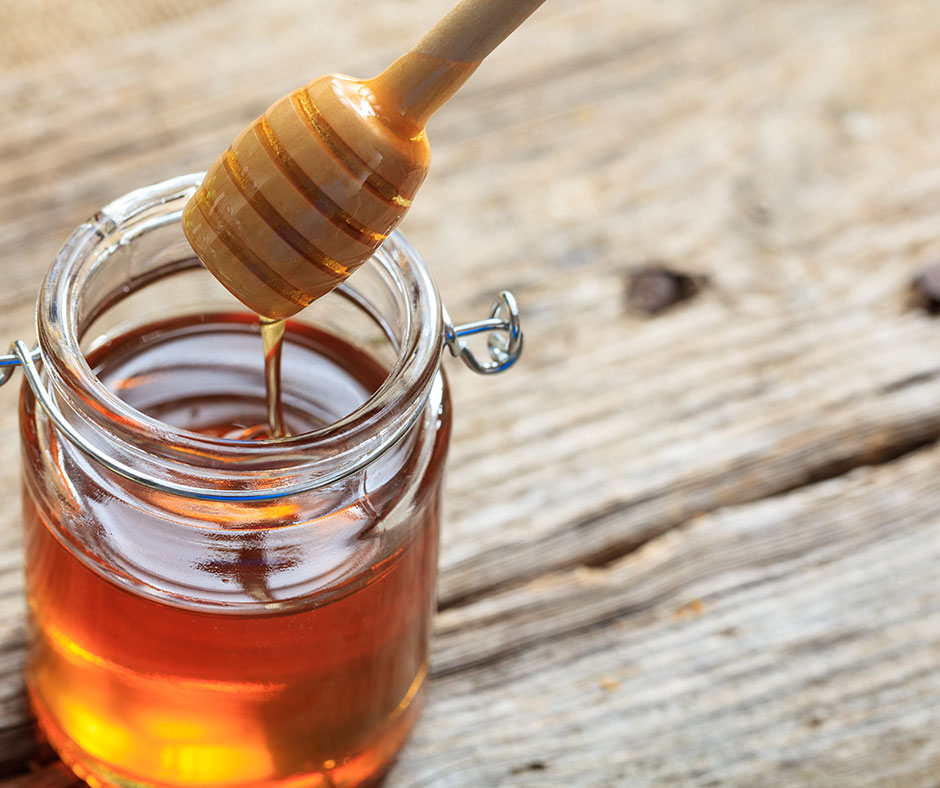 Santorini honey, food page banner in grid