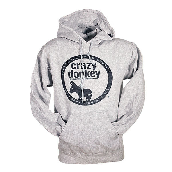 Kilise yaka kenar  Crazy Donkey hoodie grey – Santorini.net E-shop