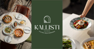 Mediterranean dishes and Kallisti Santorini restaurant branding