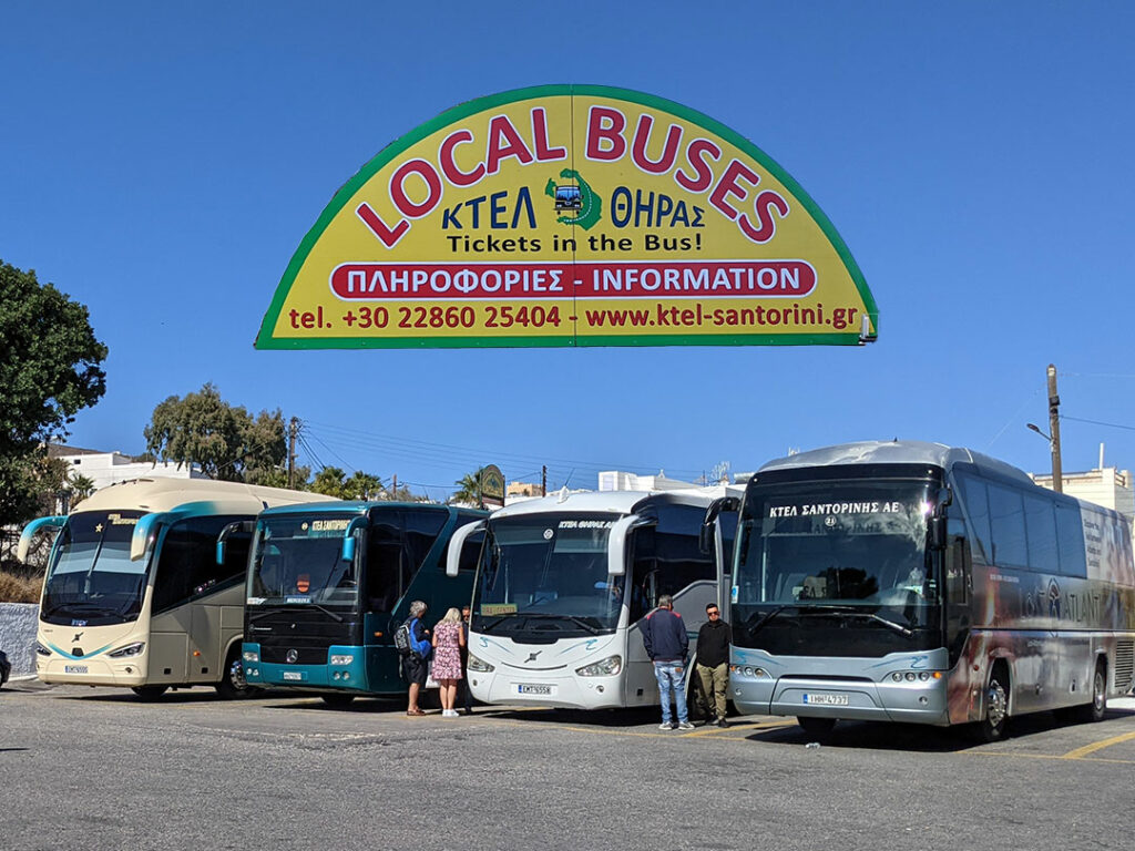 Santorini local buses (KTEL) terminal in Fira town