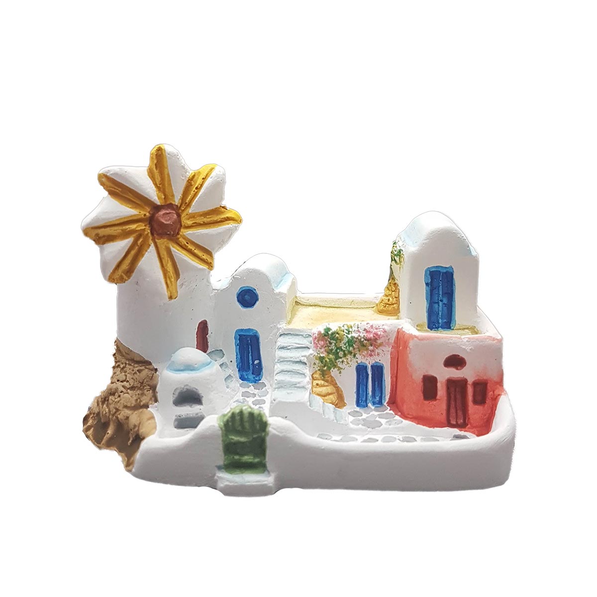 Santorini complex house with windmill handmade miniature