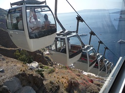 Cable car in Fira town, Santorini