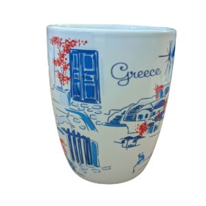 Ceramic mug with Greek island illustration