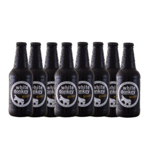 Eight chilled White Donkey beer bottles